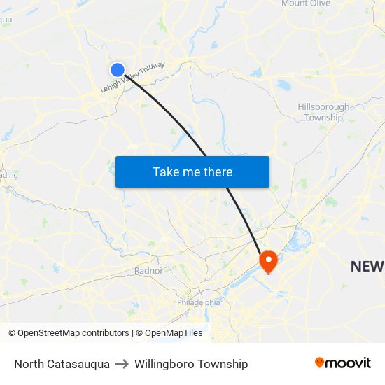 North Catasauqua to Willingboro Township map