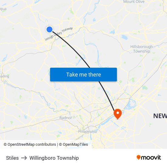 Stiles to Willingboro Township map