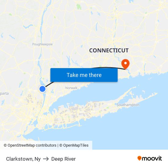 Clarkstown, Ny to Deep River map