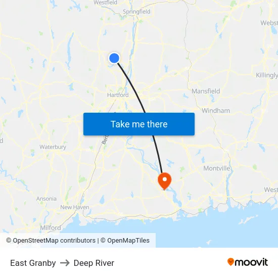East Granby to Deep River map
