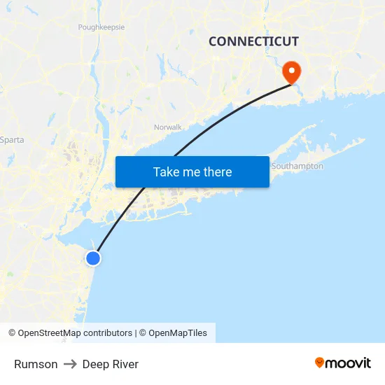 Rumson to Deep River map