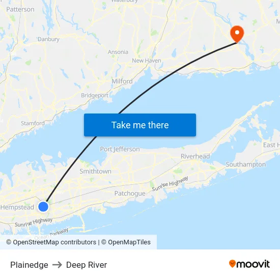 Plainedge to Deep River map