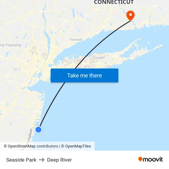 Seaside Park to Deep River map
