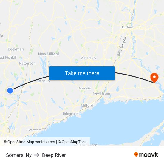 Somers, Ny to Deep River map