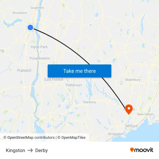 Kingston to Derby map