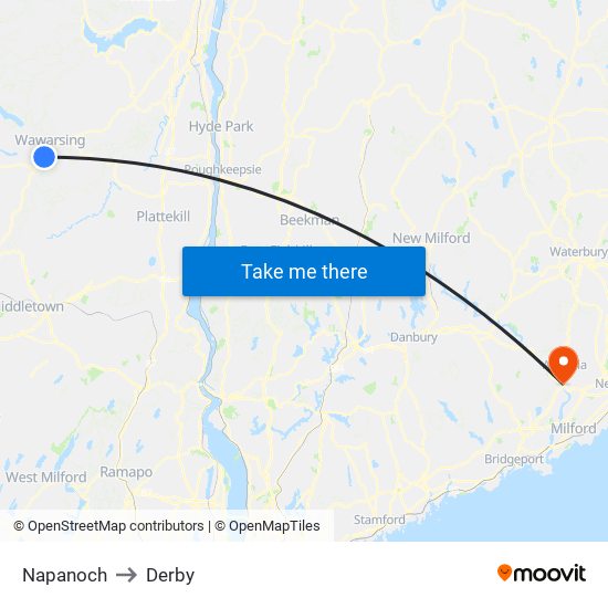 Napanoch to Derby map