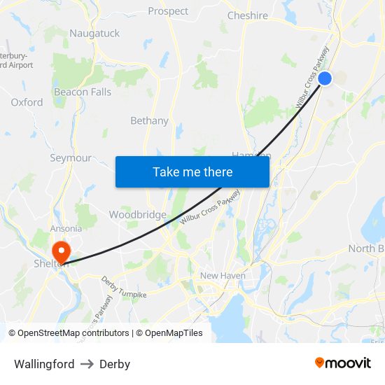 Wallingford to Derby map