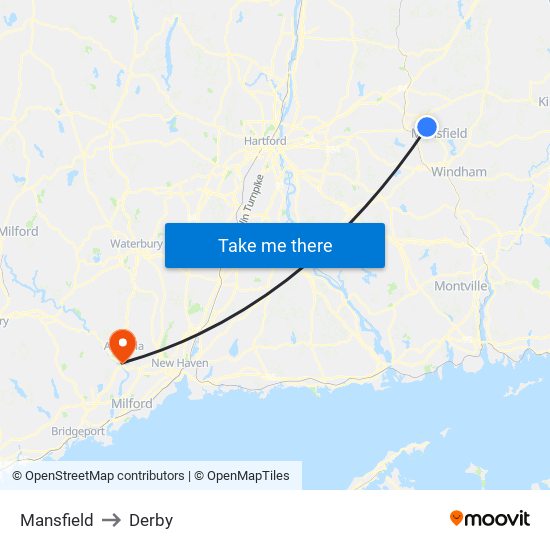 Mansfield to Derby map