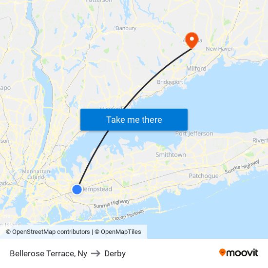 Bellerose Terrace, Ny to Derby map