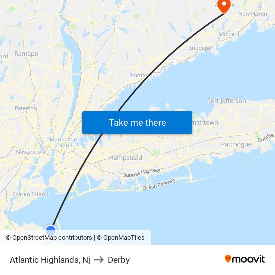 Atlantic Highlands, Nj to Derby map