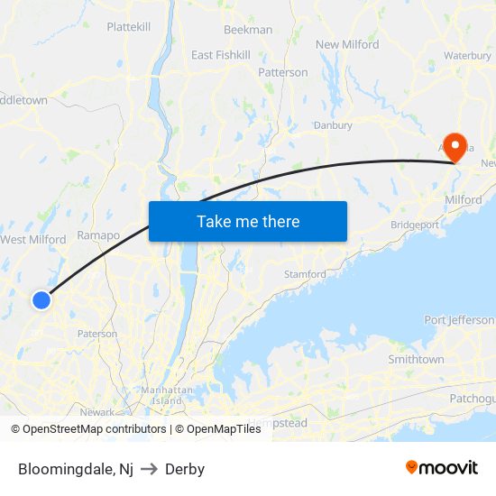 Bloomingdale, Nj to Derby map