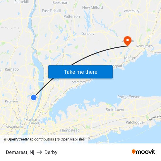 Demarest, Nj to Derby map