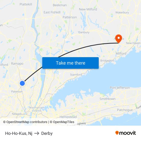 Ho-Ho-Kus, Nj to Derby map