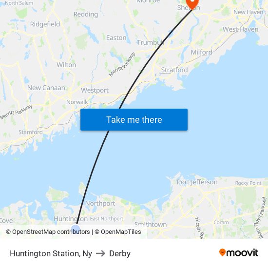 Huntington Station, Ny to Derby map