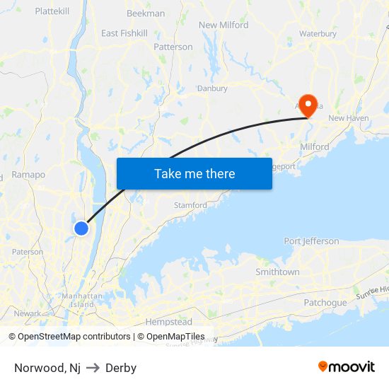 Norwood, Nj to Derby map