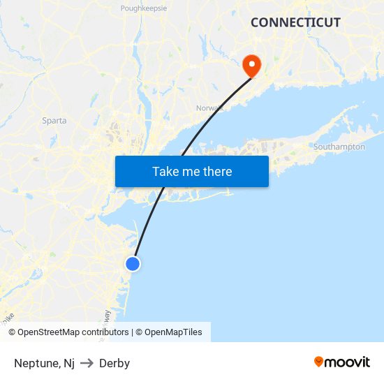 Neptune, Nj to Derby map