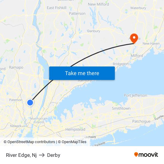 River Edge, Nj to Derby map