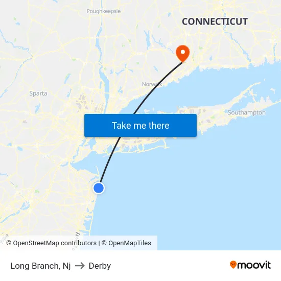 Long Branch to Derby map