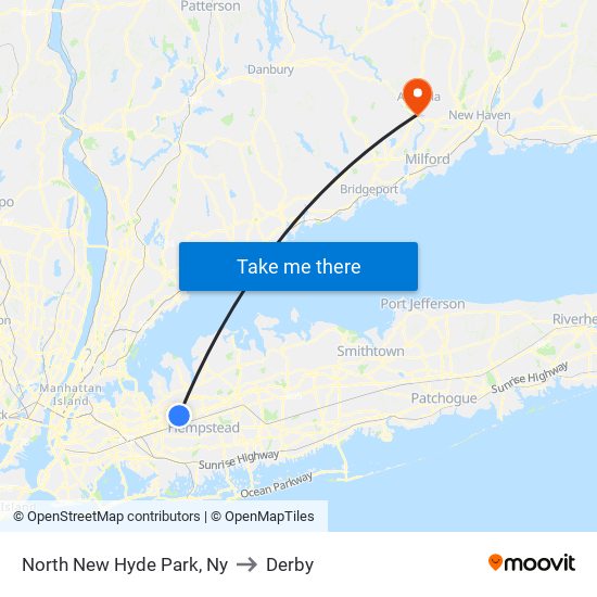 North New Hyde Park, Ny to Derby map