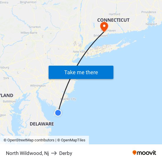 North Wildwood, Nj to Derby map