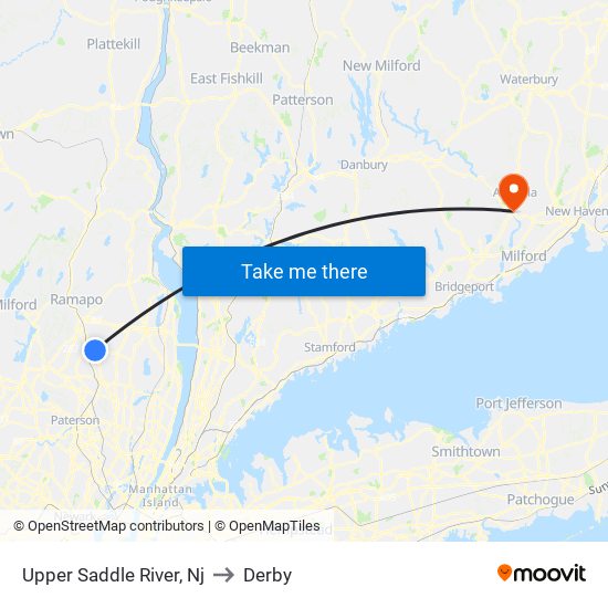 Upper Saddle River, Nj to Derby map