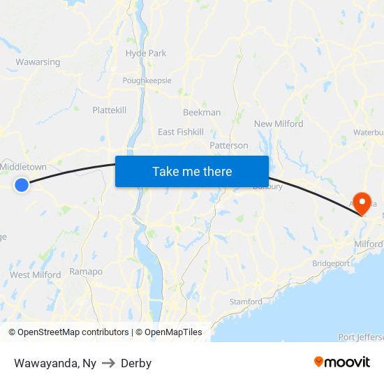 Wawayanda, Ny to Derby map