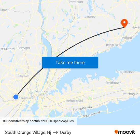 South Orange Village, Nj to Derby map