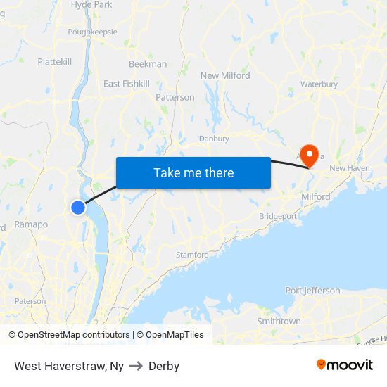 West Haverstraw, Ny to Derby map