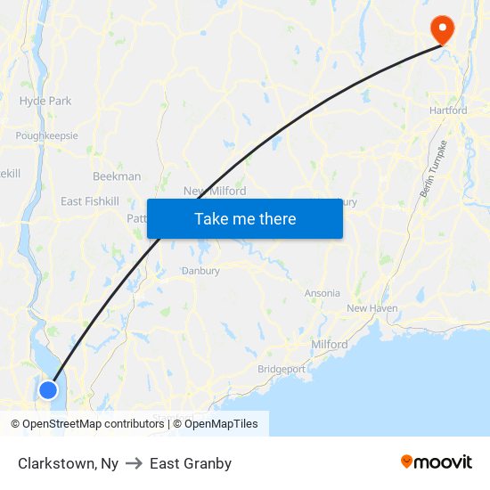 Clarkstown, Ny to East Granby map