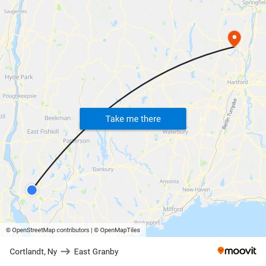 Cortlandt, Ny to East Granby map