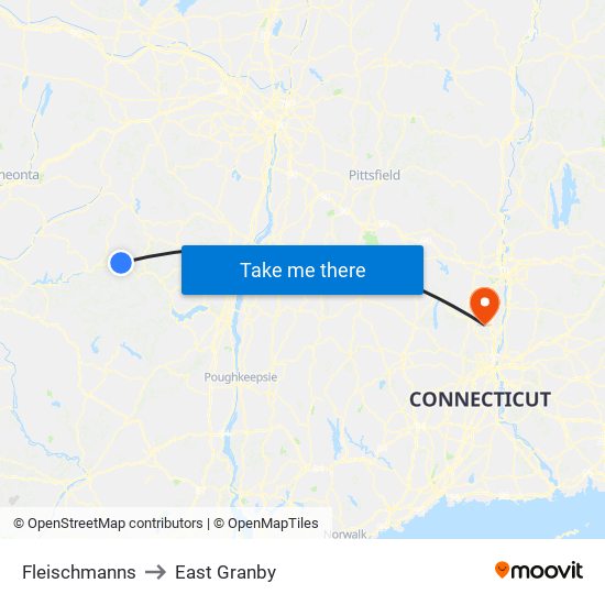 Fleischmanns to East Granby map