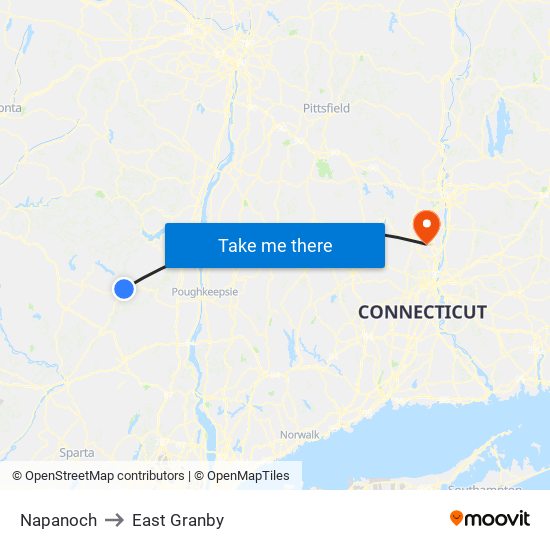 Napanoch to East Granby map