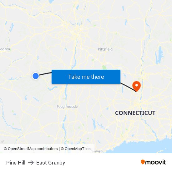 Pine Hill to East Granby map