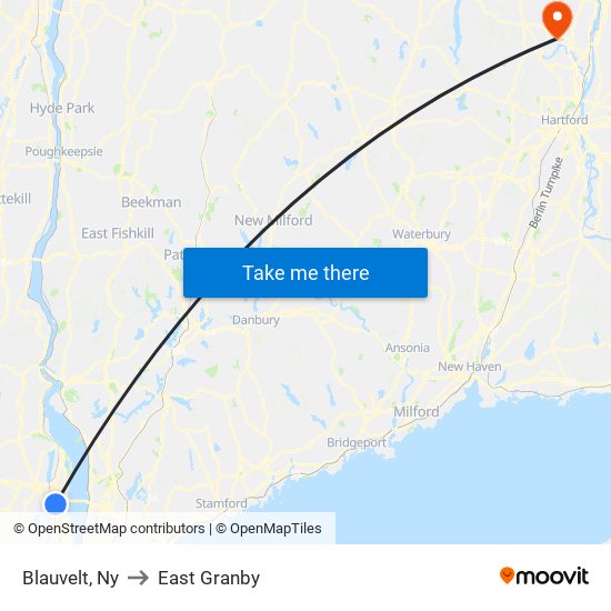 Blauvelt, Ny to East Granby map