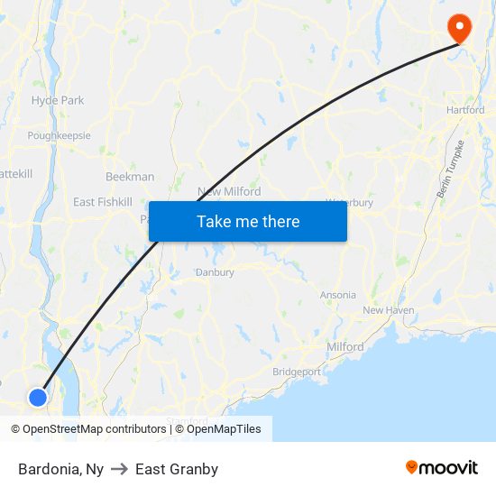 Bardonia, Ny to East Granby map