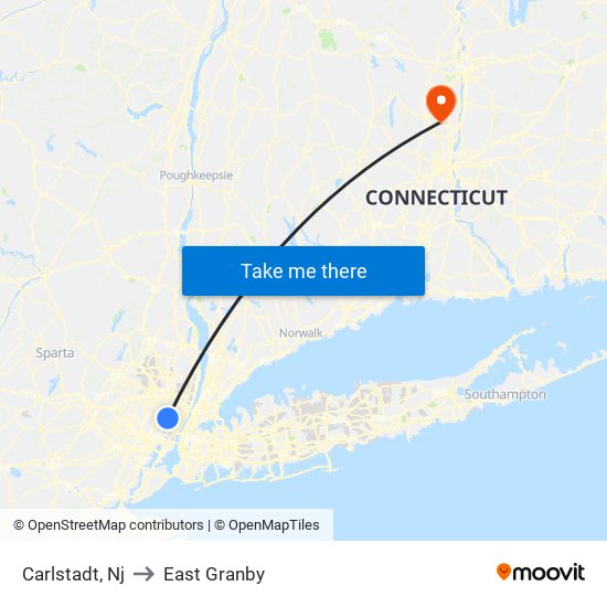 Carlstadt, Nj to East Granby map