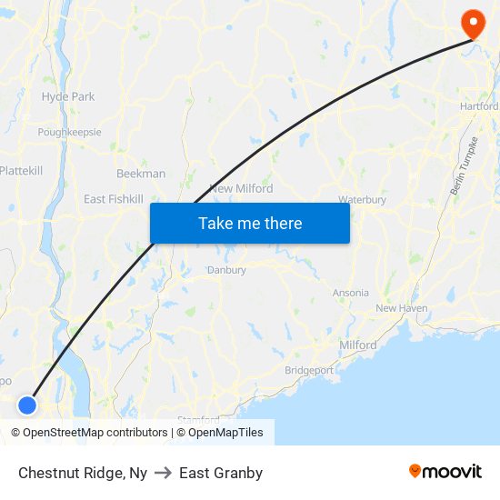 Chestnut Ridge, Ny to East Granby map