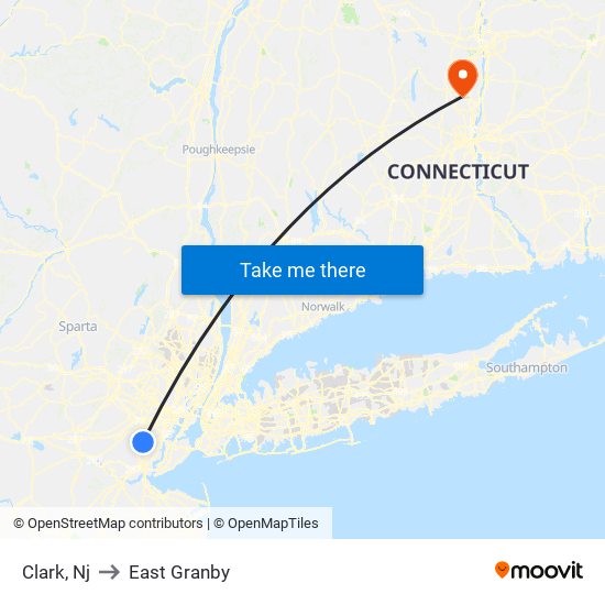 Clark, Nj to East Granby map