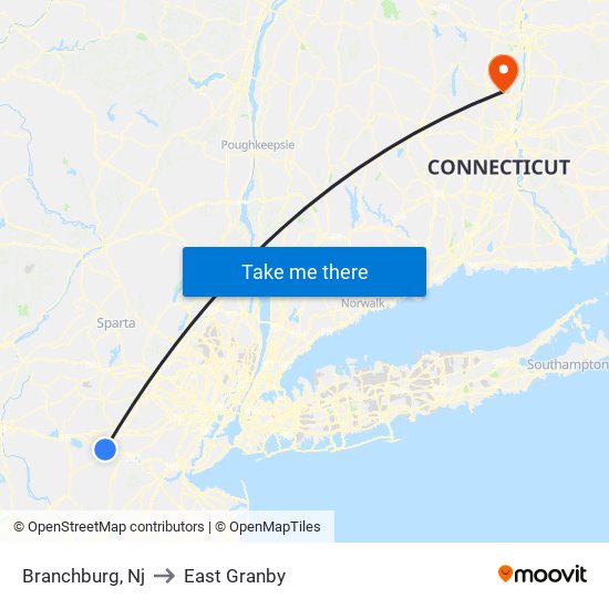 Branchburg, Nj to East Granby map