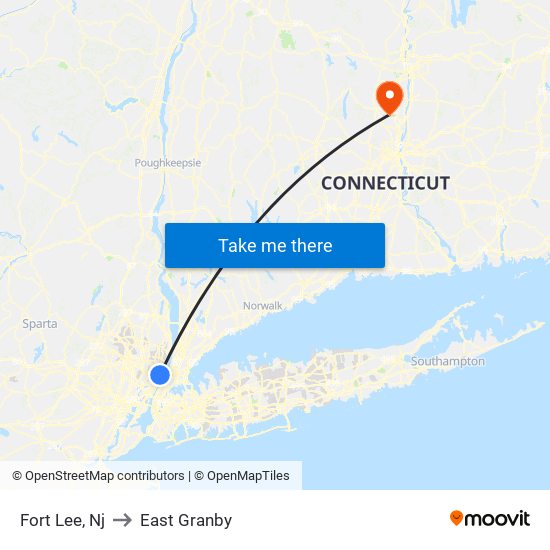 Fort Lee, Nj to East Granby map