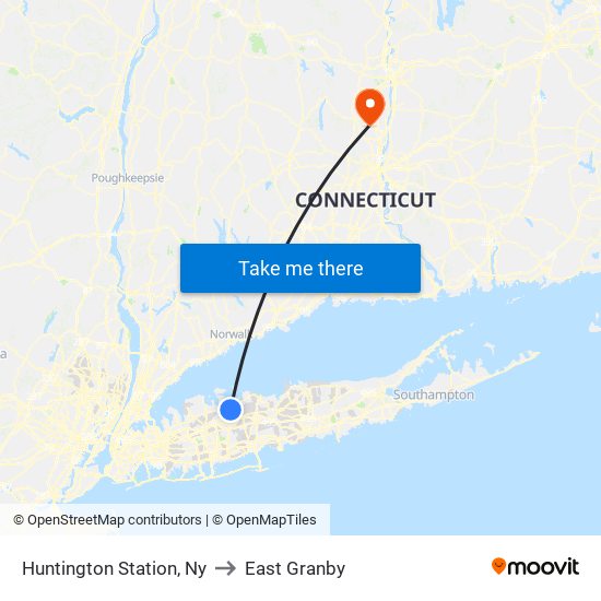 Huntington Station, Ny to East Granby map