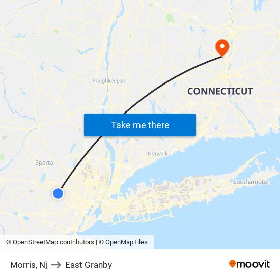 Morris, Nj to East Granby map