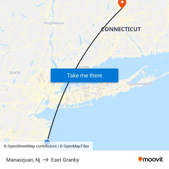 Manasquan, Nj to East Granby map