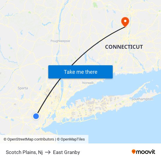 Scotch Plains, Nj to East Granby map