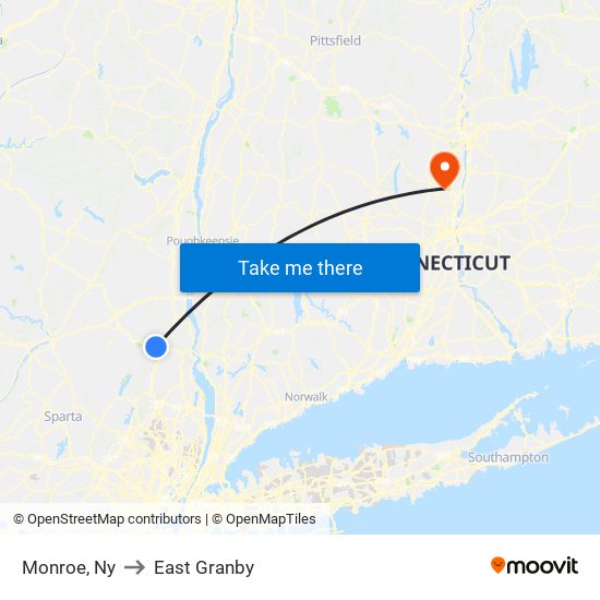 Monroe, Ny to East Granby map