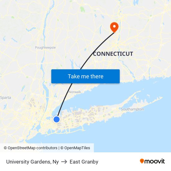 University Gardens, Ny to East Granby map