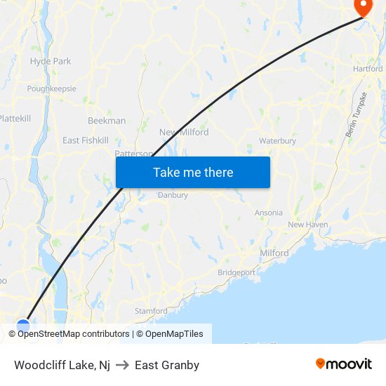 Woodcliff Lake, Nj to East Granby map