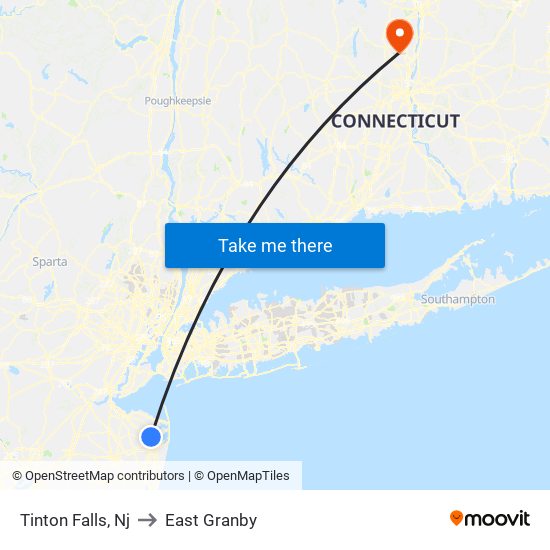 Tinton Falls, Nj to East Granby map