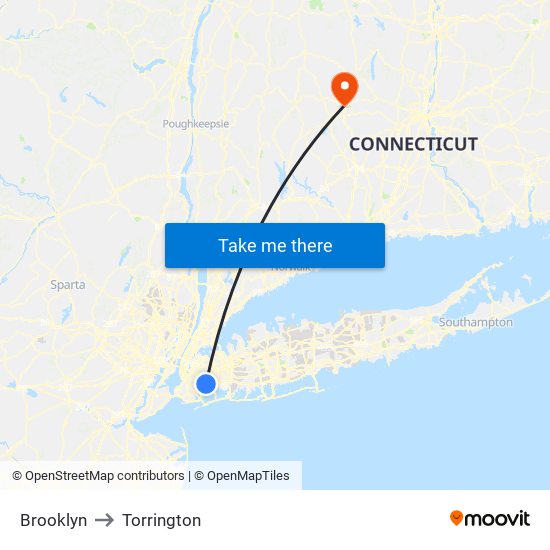 Brooklyn to Torrington map