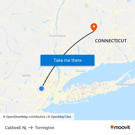 Caldwell, Nj to Torrington map